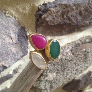 Gold plated natural stone ring